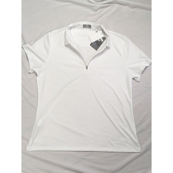 Callaway Polo Shirt Mens XL White Fabric Opti-Dri Performance Golf NWT - Picture 2 of 9
